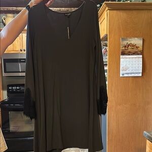 Express Charcoal Gray V-Neck Top